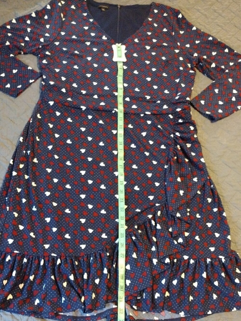 Talbots Navy Dress with Red and White Heart Print - Picture 11 of 14